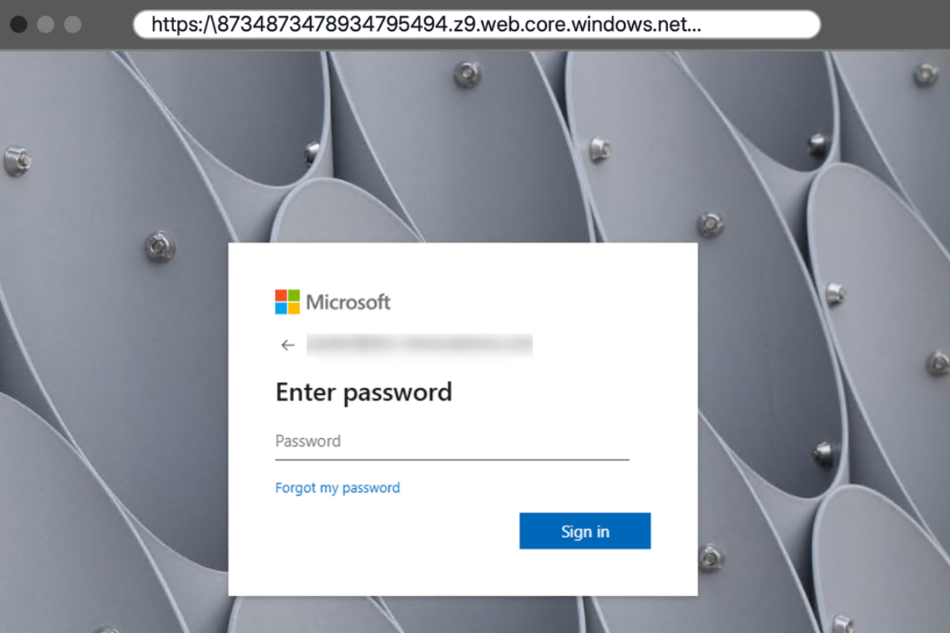 Fake Microsoft login page used in AiTM phishing attack