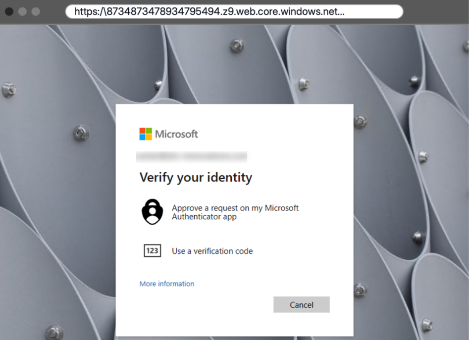Fake Microsoft MFA verification page requesting authentication